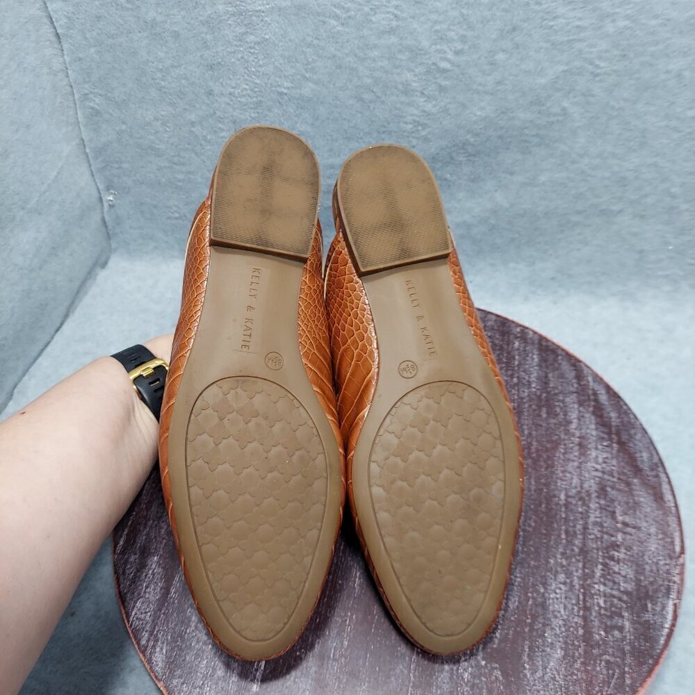 Kelly & Katie Oana Womens Crocodile Embossed Brown Slip-On Mules With Metal Acce - Picture 8 of 8